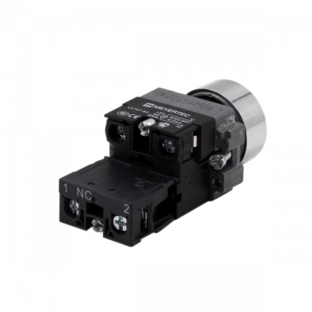 Кнопка плоская красная с подсветкой, 220V AC/DC, 1NС, IP67, металл