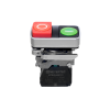 Кнопка двойная выступающая, красная/зеленая, маркировка "I+O", 1NO+1NC, IP65, металл