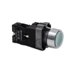 Кнопка  плоская зеленая с подсветкой, 220V AC/DC, 1NO, IP67, металл