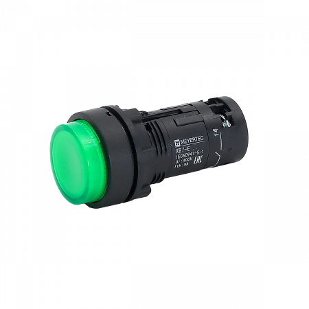 Кнопка зеленая выступающая с подсветкой, 1NO, 220V AC, IP54, пластик