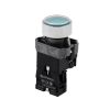 Кнопка  плоская зеленая с подсветкой, 220V AC/DC, 1NO, IP67, металл